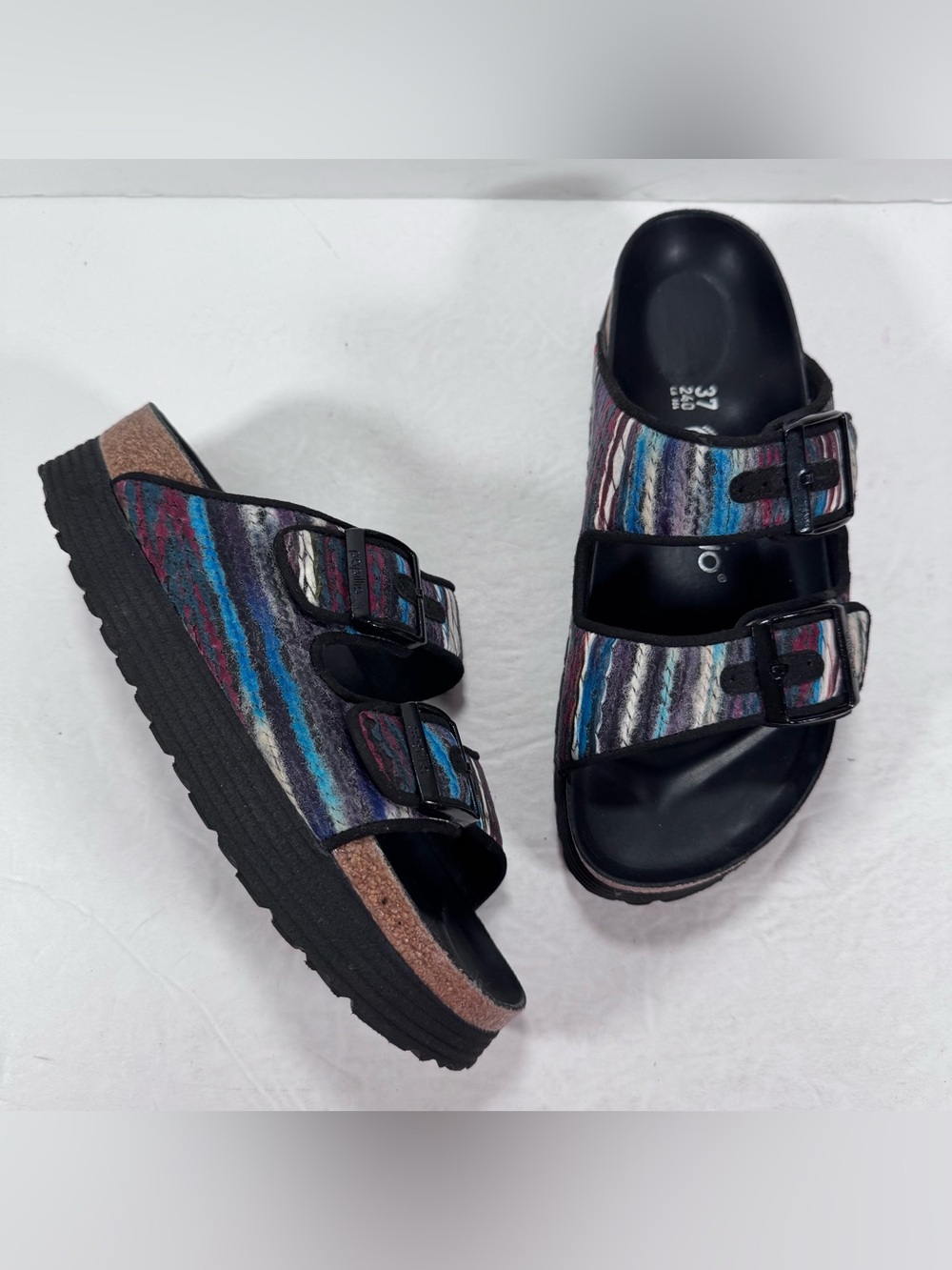 Papillio by Birkenstock Arizona Platform Textile Slip On Slide Sandals Size 6